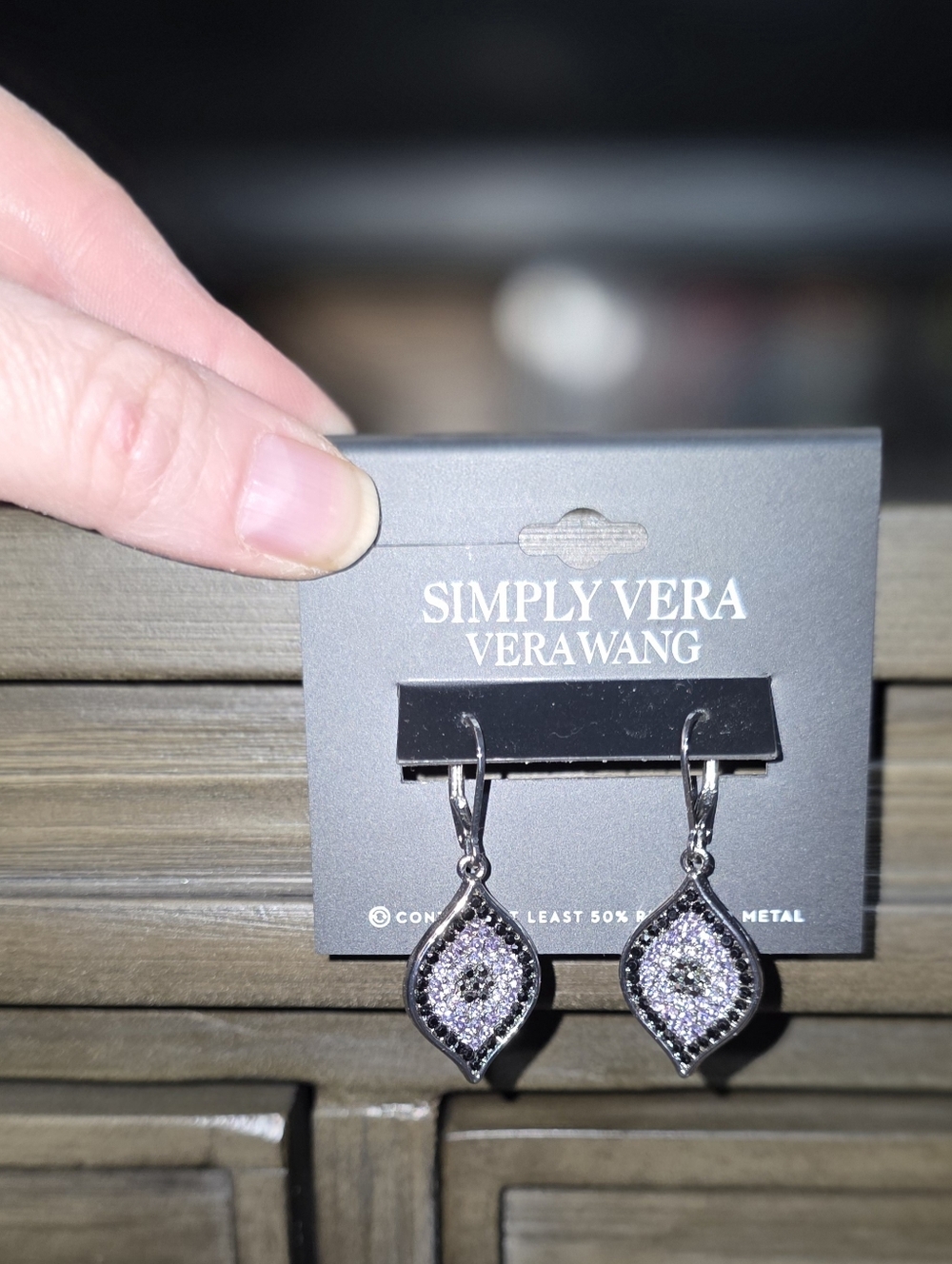 Simply Vera Vera Wang Purple and Silver Teardrop Crystal Earrings
